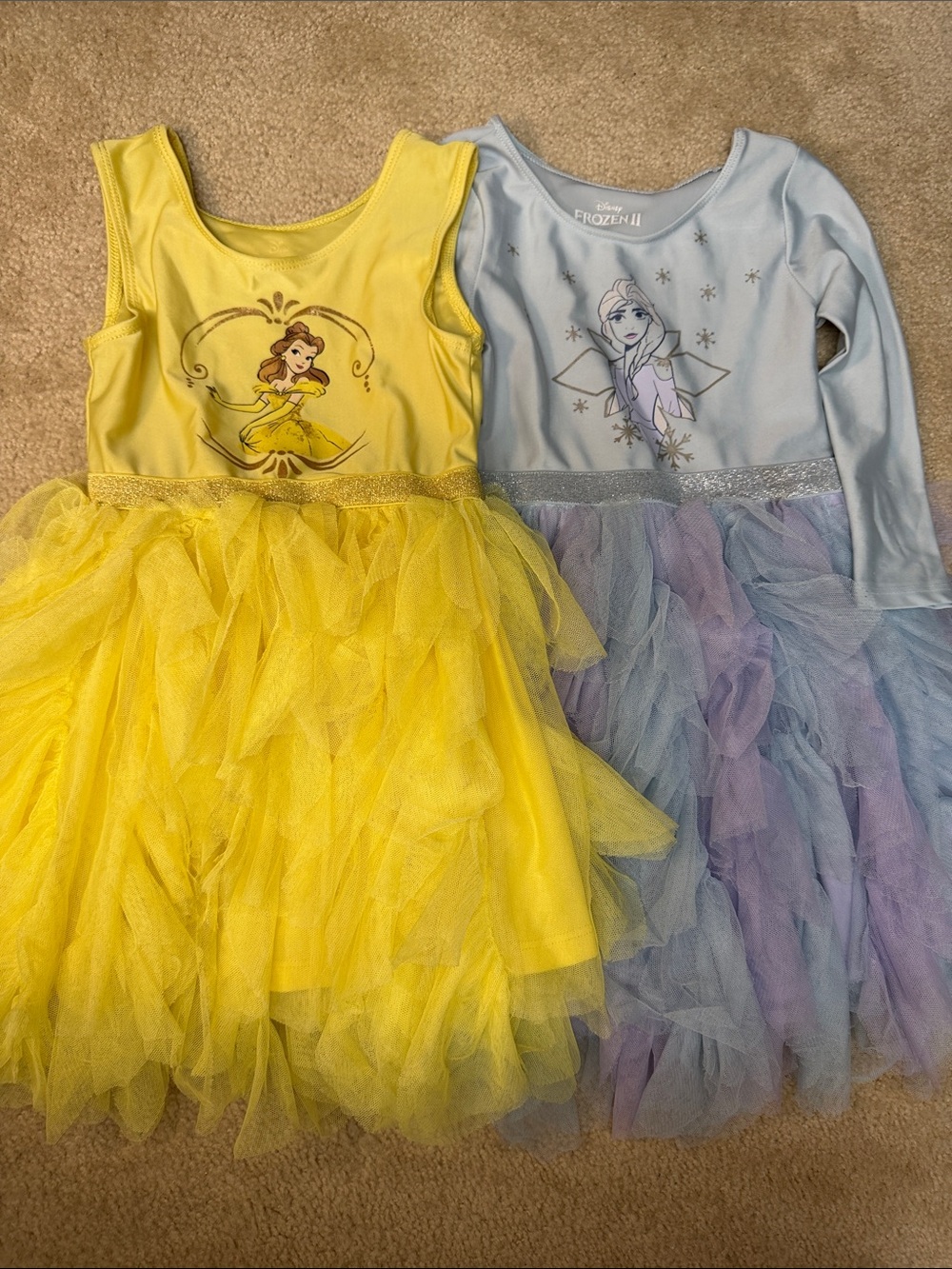 Disney Princess Belle Yellow and Elsa Tutu Dress - Kids Costume